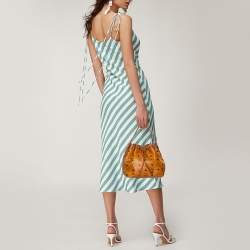 Pre Owned MCM Cognac Visetos Coated Canvas Heritage Drawstring Bucket Bag