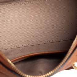 MCM Cognac Visetos Coated Canvas Small Essential Boston Bag
