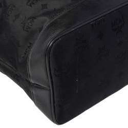 Pre Owned MCM Black Canvas and Leather Drawstring Bucket Bag