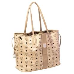 Pre Owned MCM Beige Coated Canvas Large Tote