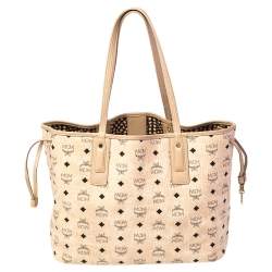 Pre Owned MCM Beige Coated Canvas Large Tote