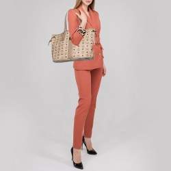 Pre Owned MCM Beige Coated Canvas Large Tote