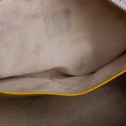 Pre Owned MCM White/Yellow Visetos Leather Small Heritage Boston Bag