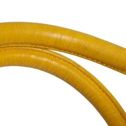 Pre Owned MCM White/Yellow Visetos Leather Small Heritage Boston Bag