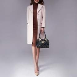 Pre Owned MCM Black Quilted Leather Embellished Boston Bag