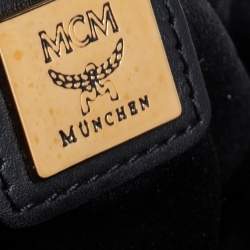 Pre Owned MCM Black Quilted Leather Embellished Boston Bag