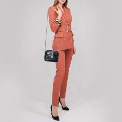 Pre Owned MCM Black Leather Vintage Charms Crossbody Bag