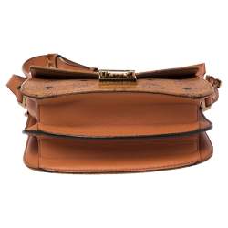 Pre Owned MCM Cognac Visetos Coated Canvas and Leather Patricia Crossbody Bag