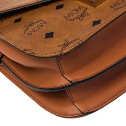 Pre Owned MCM Cognac Visetos Coated Canvas and Leather Patricia Crossbody Bag