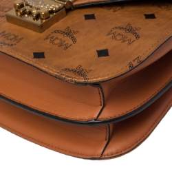 Pre Owned MCM Cognac Visetos Coated Canvas and Leather Patricia Crossbody Bag