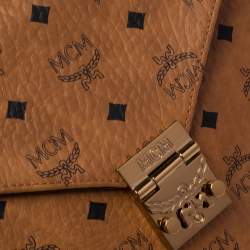 Pre Owned MCM Cognac Visetos Coated Canvas and Leather Patricia Crossbody Bag