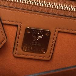 Pre Owned MCM Cognac Visetos Coated Canvas and Leather Patricia Crossbody Bag