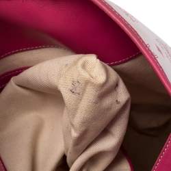 Pre Owned MCM Pink/White Visetos Coated Canvas and Leather Charm Tote