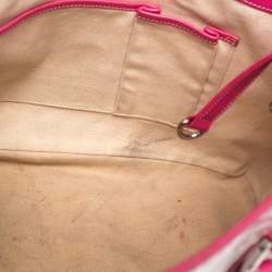 Pre Owned MCM Pink/White Visetos Coated Canvas and Leather Charm Tote