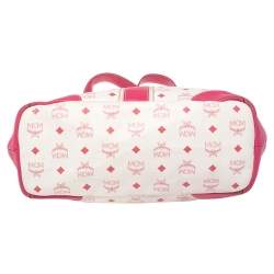 Pre Owned MCM Pink/White Visetos Coated Canvas and Leather Charm Tote