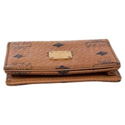 MCM Cognac Visetos Coated Canvas Flap Card Holder 