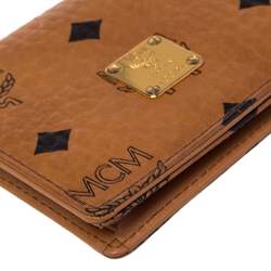 MCM Cognac Visetos Coated Canvas Flap Card Holder 
