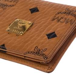 MCM Cognac Visetos Coated Canvas Flap Card Holder 
