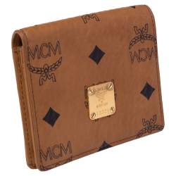 MCM Cognac Visetos Coated Canvas Flap Card Holder 