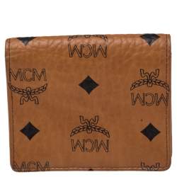 MCM Cognac Visetos Coated Canvas Flap Card Holder 