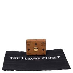 MCM Cognac Visetos Coated Canvas Flap Card Holder 