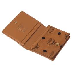 MCM Cognac Visetos Coated Canvas Flap Card Holder 