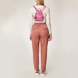 Pre Owned MCM Pink Visetos Coated Canvas and Leather Mini Stark Bebe Boo Backpack