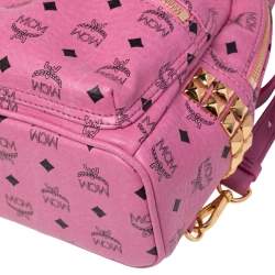 Pre Owned MCM Pink Visetos Coated Canvas and Leather Mini Stark Bebe Boo Backpack