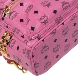 Pre Owned MCM Pink Visetos Coated Canvas and Leather Mini Stark Bebe Boo Backpack