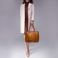 Pre Owned MCM Cognac Visetos Coated Canvas and Leather Shopper Tote