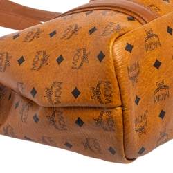 Pre Owned MCM Cognac Visetos Coated Canvas and Leather Shopper Tote