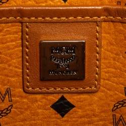 Pre Owned MCM Cognac Visetos Coated Canvas and Leather Shopper Tote