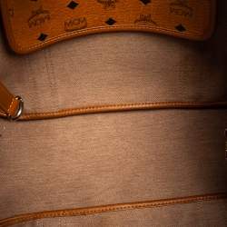 Pre Owned MCM Cognac Visetos Coated Canvas and Leather Shopper Tote