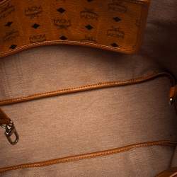 Pre Owned MCM Cognac Visetos Coated Canvas and Leather Shopper Tote