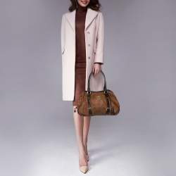 Pre Owned MCM Brown/Black Visetos Coated Canvas and Leather Buckle Satchel