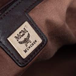 Pre Owned MCM Brown/Black Visetos Coated Canvas and Leather Buckle Satchel