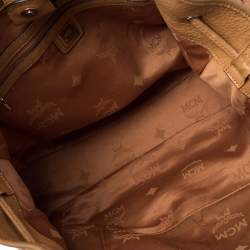 Pre Owned MCM Cognac Visetos Coated Canvas and Leather Drawstring Shoulder Bag