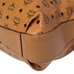 Pre Owned MCM Cognac Visetos Coated Canvas and Leather Drawstring Shoulder Bag
