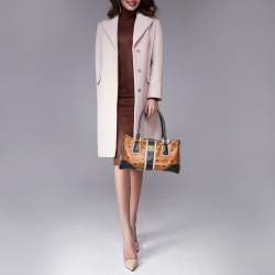 MCM Cognac Visetos Coated Canvas Heritage Boston Bag