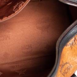 MCM Cognac Visetos Coated Canvas Heritage Boston Bag