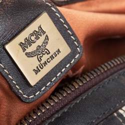 MCM Cognac Visetos Coated Canvas Heritage Boston Bag