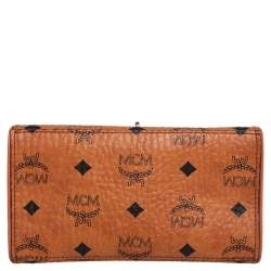 Pre Owned MCM Brown Visetos Coated Canvas and Leather Embellished Mini Heritage Top Handle Bag