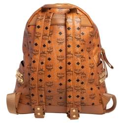 Pre Owned MCM Cognac Visetos Leather Large Stark Backpack