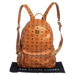 Pre Owned MCM Cognac Visetos Leather Large Stark Backpack