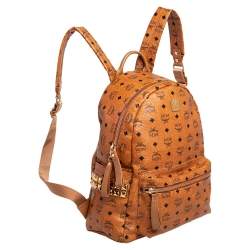 Pre Owned MCM Cognac Visetos Leather Large Stark Backpack
