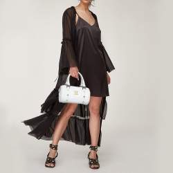 Pre Owned MCM White Leather Small Boston Bag