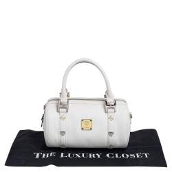 Pre Owned MCM White Leather Small Boston Bag