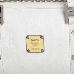 Pre Owned MCM White Leather Small Boston Bag