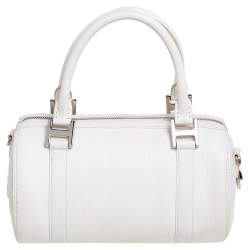 Pre Owned MCM White Leather Small Boston Bag