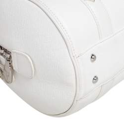 Pre Owned MCM White Leather Small Boston Bag